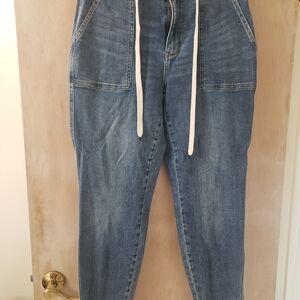 Judy Blue Jogger Jeans with Drawstring - Denim Blue